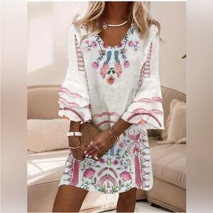 Floral Embroidered White Dress